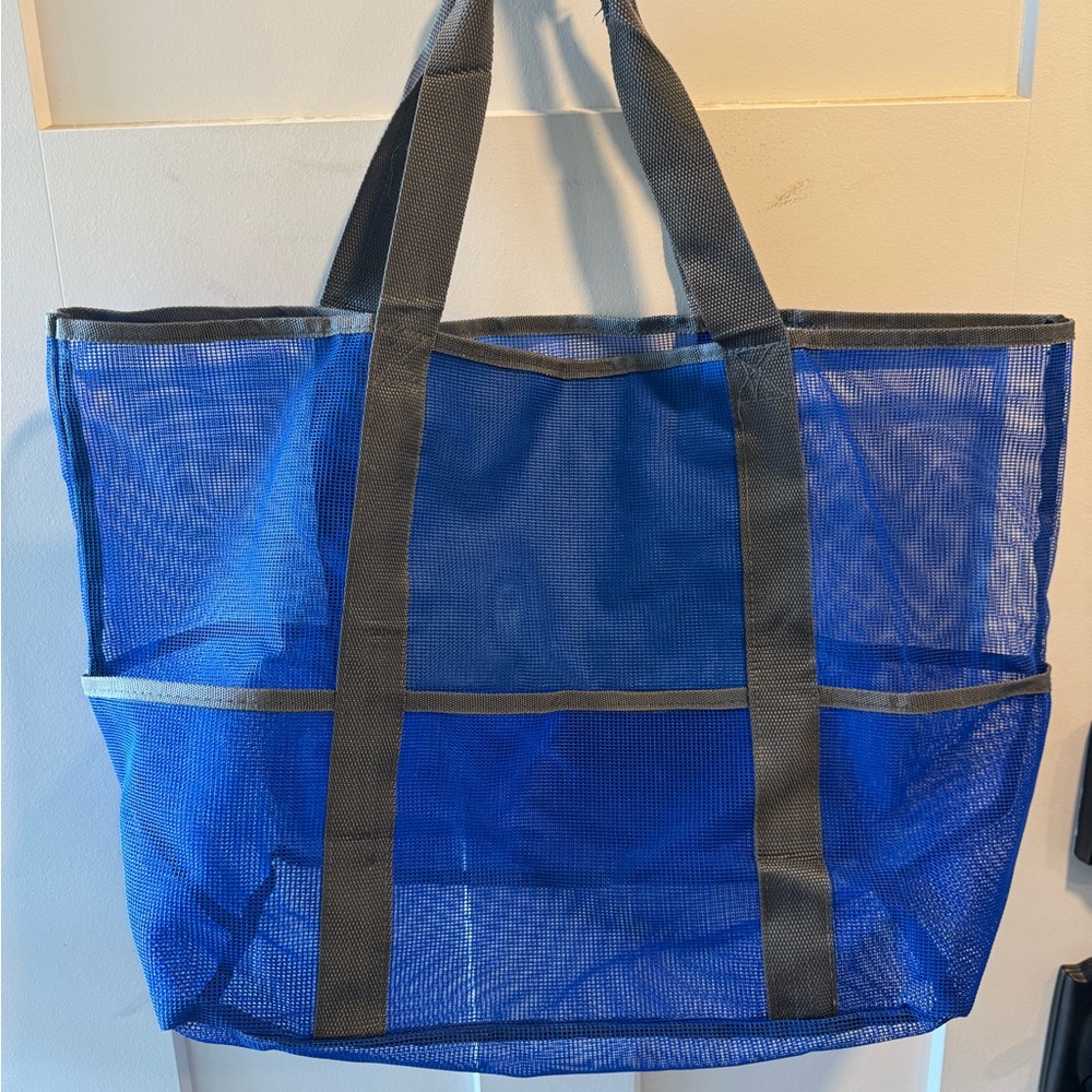 Blue Mesh Beach Tote Bag-Lightweight